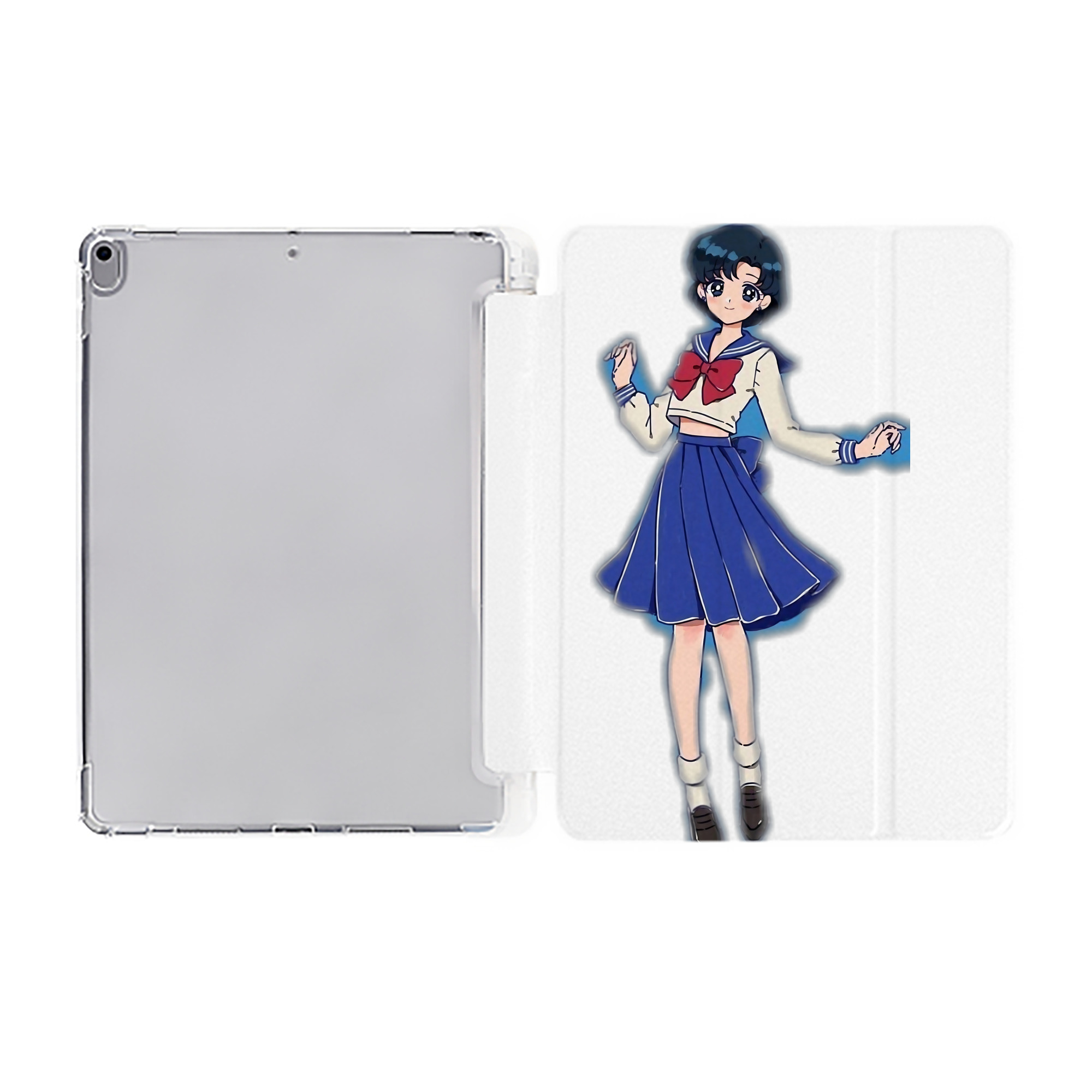 （画像用） 美少女戦士セーラームーン 水野 亜美 みずの あみ Sailor Moon Mizuno Ami IPad ケース ペン収納付き 三つ折りスタンド PUレザー×シリコン 対応機種9.5/10.5/10.9インチ